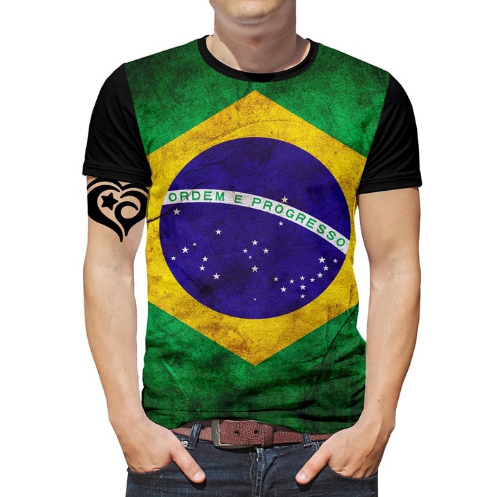 Camiseta bandeira do Brasil Masculina Blusa