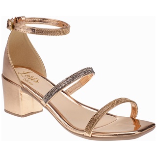Sandalia Feminina Pedrarias Brilho Salto Grosso Medio Festas Moda Blogueira 030-001 em Oferta na Shopee
