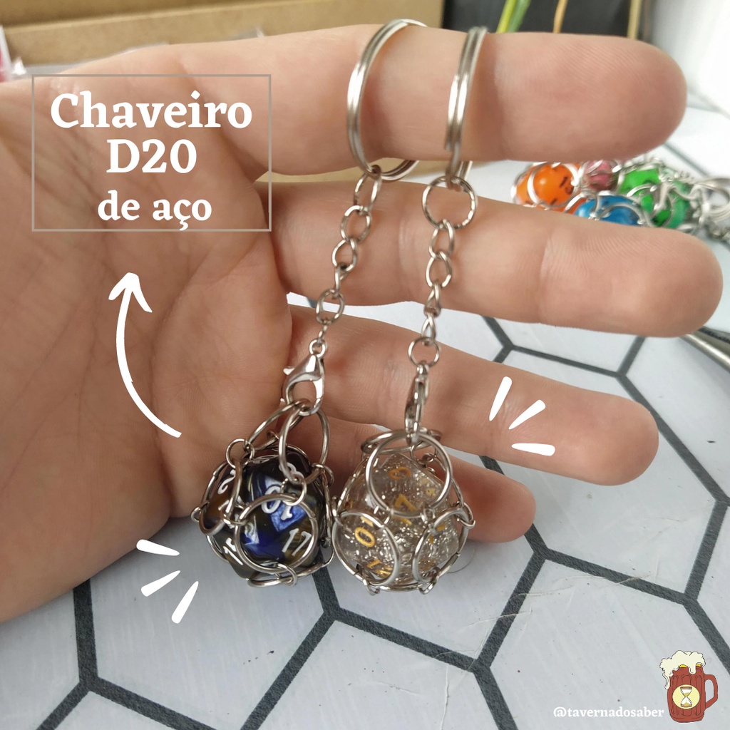 Chaveiros D20 com dado Removível / Dado d20 / RPG / Magic / Dungeons and Dragons