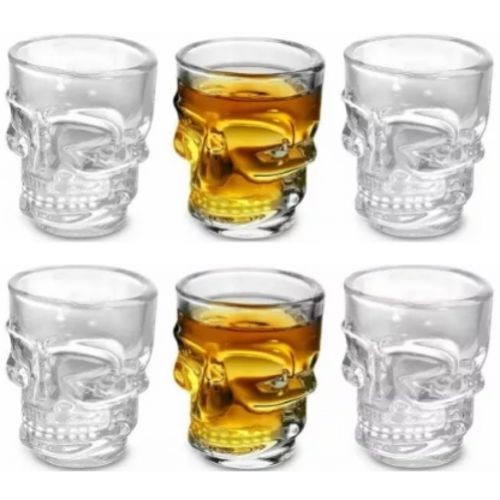 Jogo com 6 Copos Caveira Shot para Bar Dose Tequila 50ml