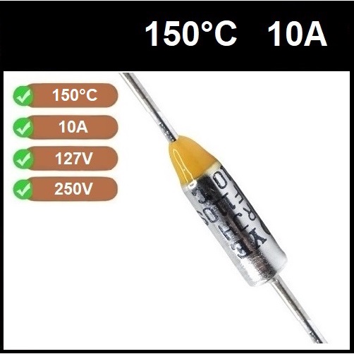 5 Fusível Térmico 10A 150C 150°C 150 Graus 250V