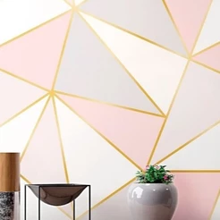 Papel De Parede Zara Rosê Gold Sala Quarto Geométrico 2,50 mts