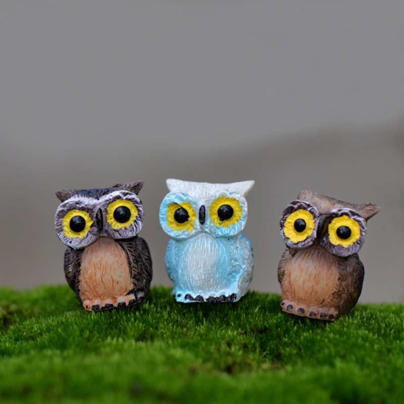 3 Pçs / Set Miniatura Tricolor Coruja Ornamentos Jardim Fada Bonsai Decorações Diy em Oferta na Shopee