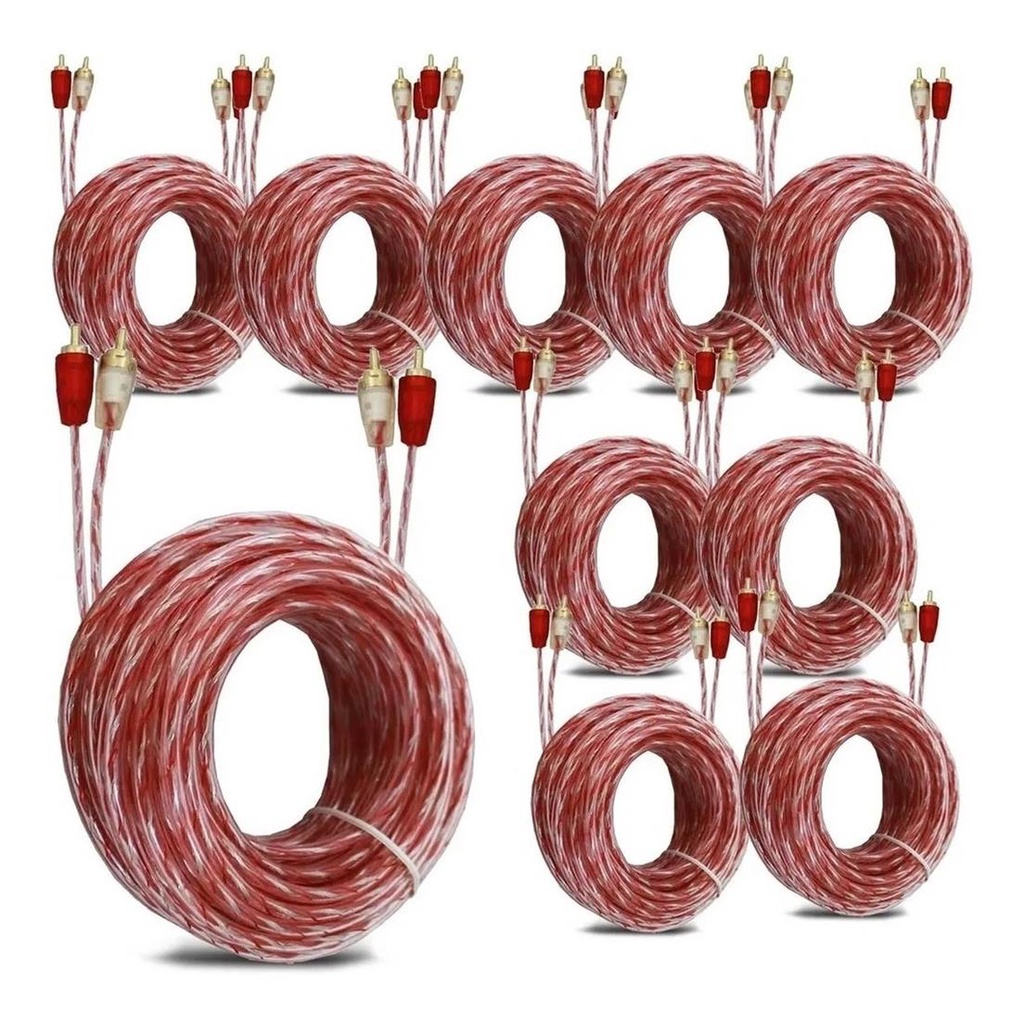 10 Cabos Rca 5 Mts Audio Stetsom Banhado Ouro Som Automotivo