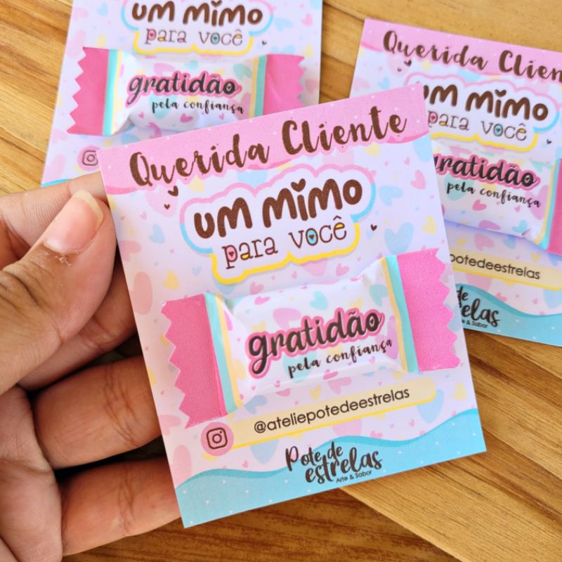 Cards Balinha Personalizados Para Agradecimento Ao Cliente Mimos Para Cliente Shopee Brasil