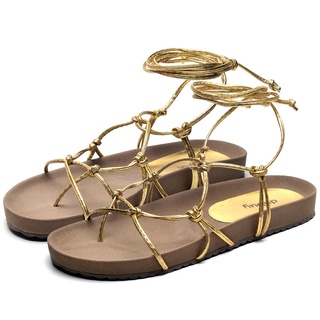 Sandália Rasteirinha Dubuy Feminina Papete Flatform Dourado Aisha 2040FG