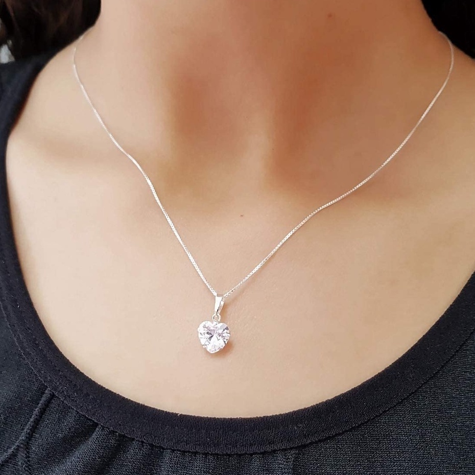 Colar Choker coração Ponto De Luz Folheado Danhado A Prata 925