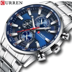 Relógio Masculino Curren Com Calendário De Aço Inoxidável Quartzo À Prova D'água 8351xs