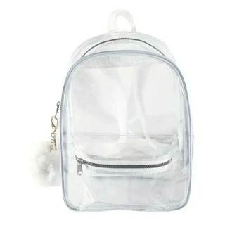 mochila transparente Media Branca + chaveiro D
