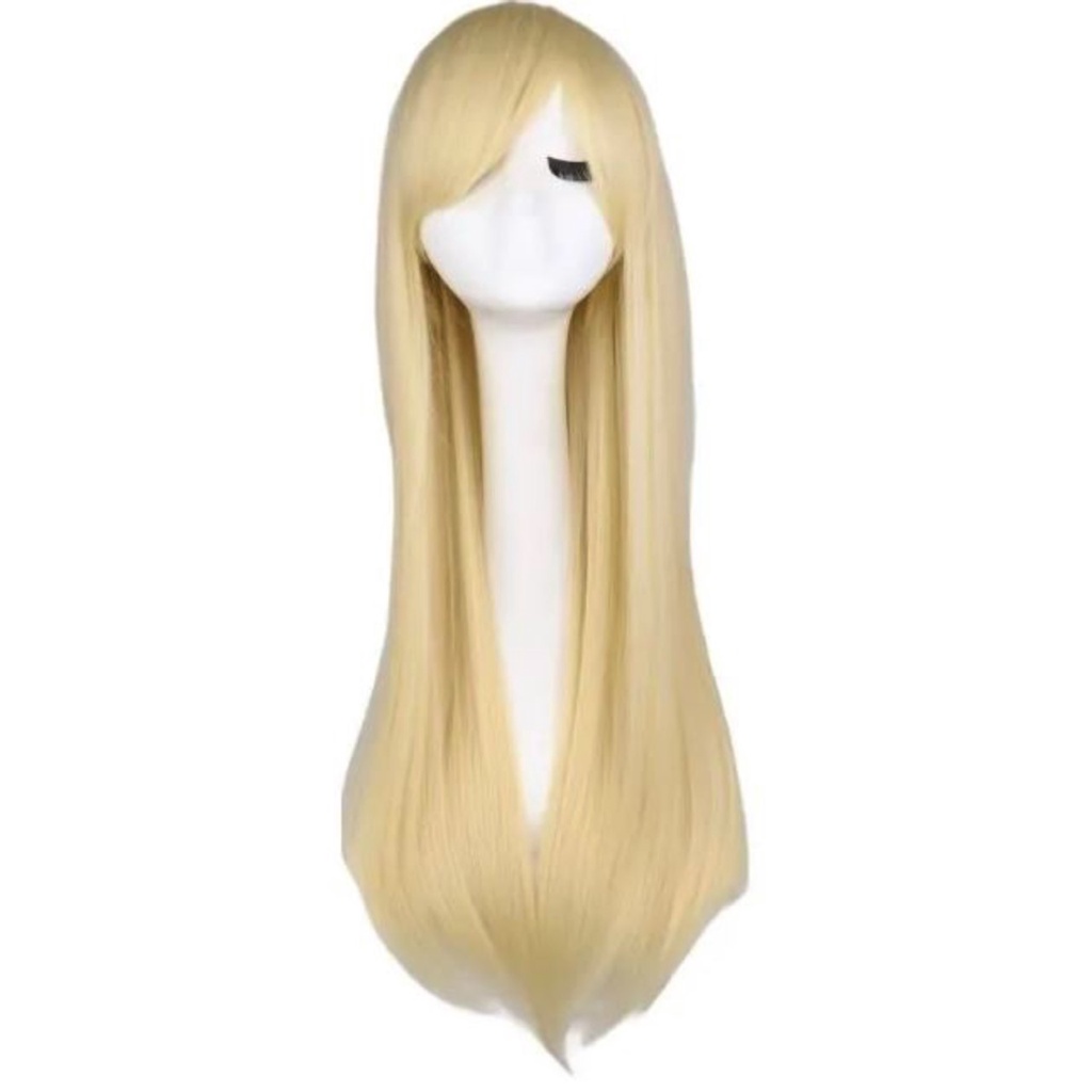 Peruca Orgânica Fibra Orgânica Lisa com Franja Loira Lindissima