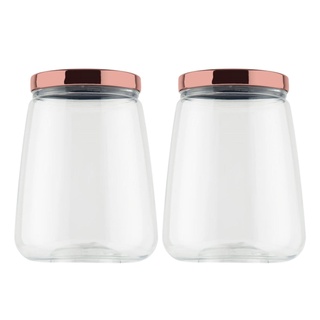 KIT 2 Pote de Plástico 2100ml com Tampa de Rosca Metalizada Multiuso