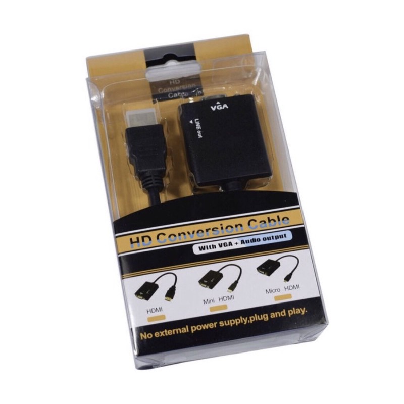 Adaptador Hdmi Para Vga Hd Conversion Cable saída de áudio