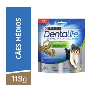 Kit 1 a 5 un. - Petisco DENTALIFE Cães Adultos Médios Frango 119g em Oferta na Shopee