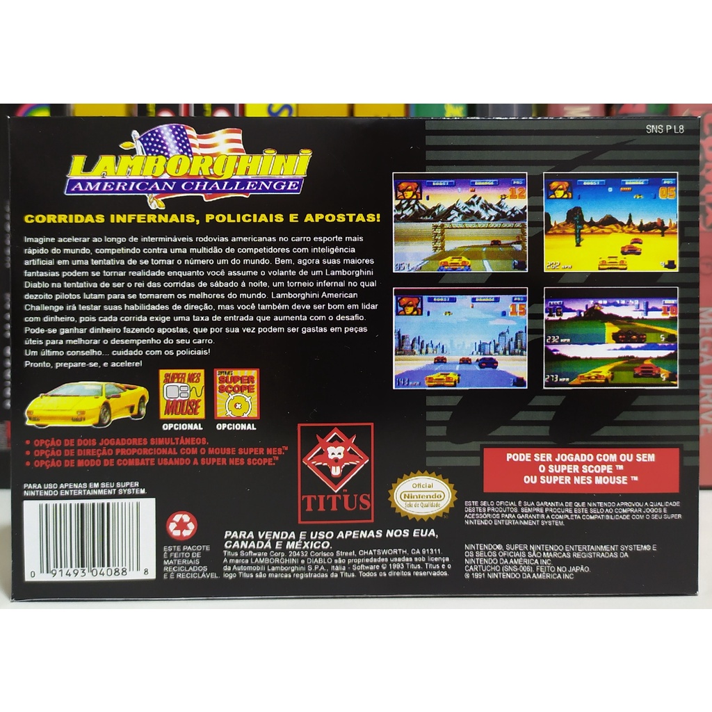 Lamborghini American Challenge - Box Traduzida do Jogo (Super Nintendo) |  Shopee Brasil