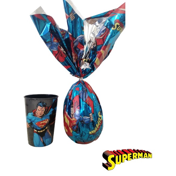 Ovo De Páscoa Super Homem Super Man Com Copo