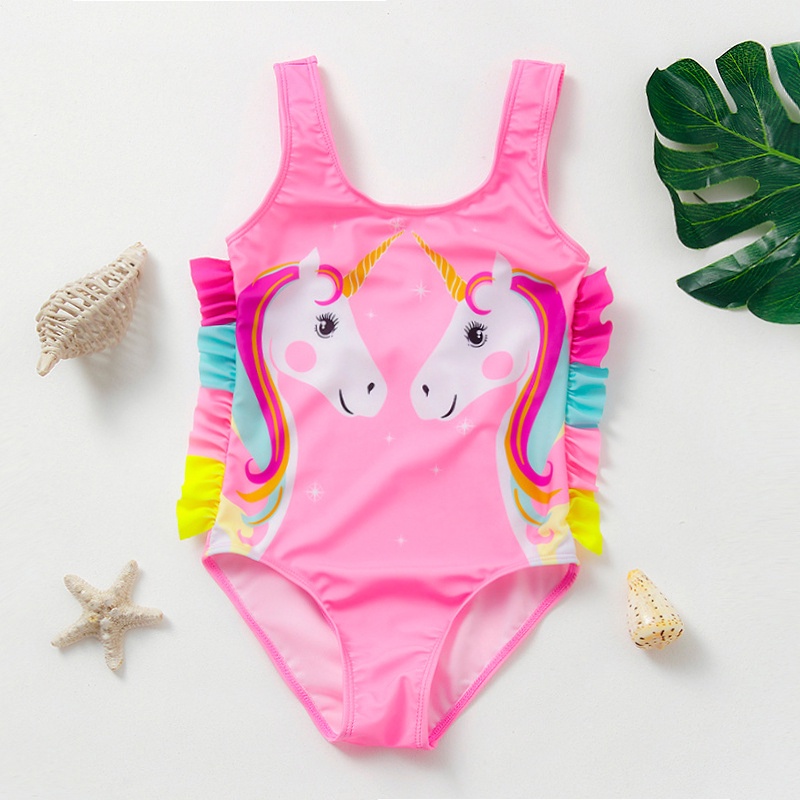 2022 Body Maiô Infantil Menina 3-10 Anos Roupa De Banho Praia Moda Unicórnio