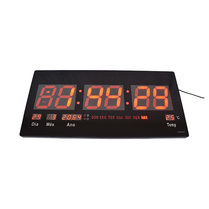 Relógio Parede Led Digital Grande 46cm Termômetro Data