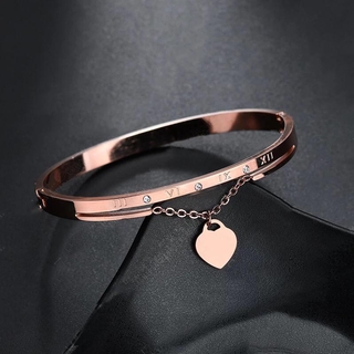 Pulseira Dourado Rose Delicada Pingente Coração Strass S9988