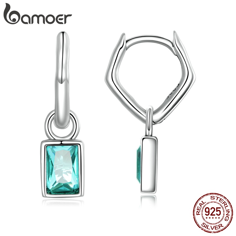 Bamoer 925 Brincos De Prata Irregular Com Jóias De Moda Diamante Verde Para Mulheres Presentes BSE613 em Oferta na Shopee