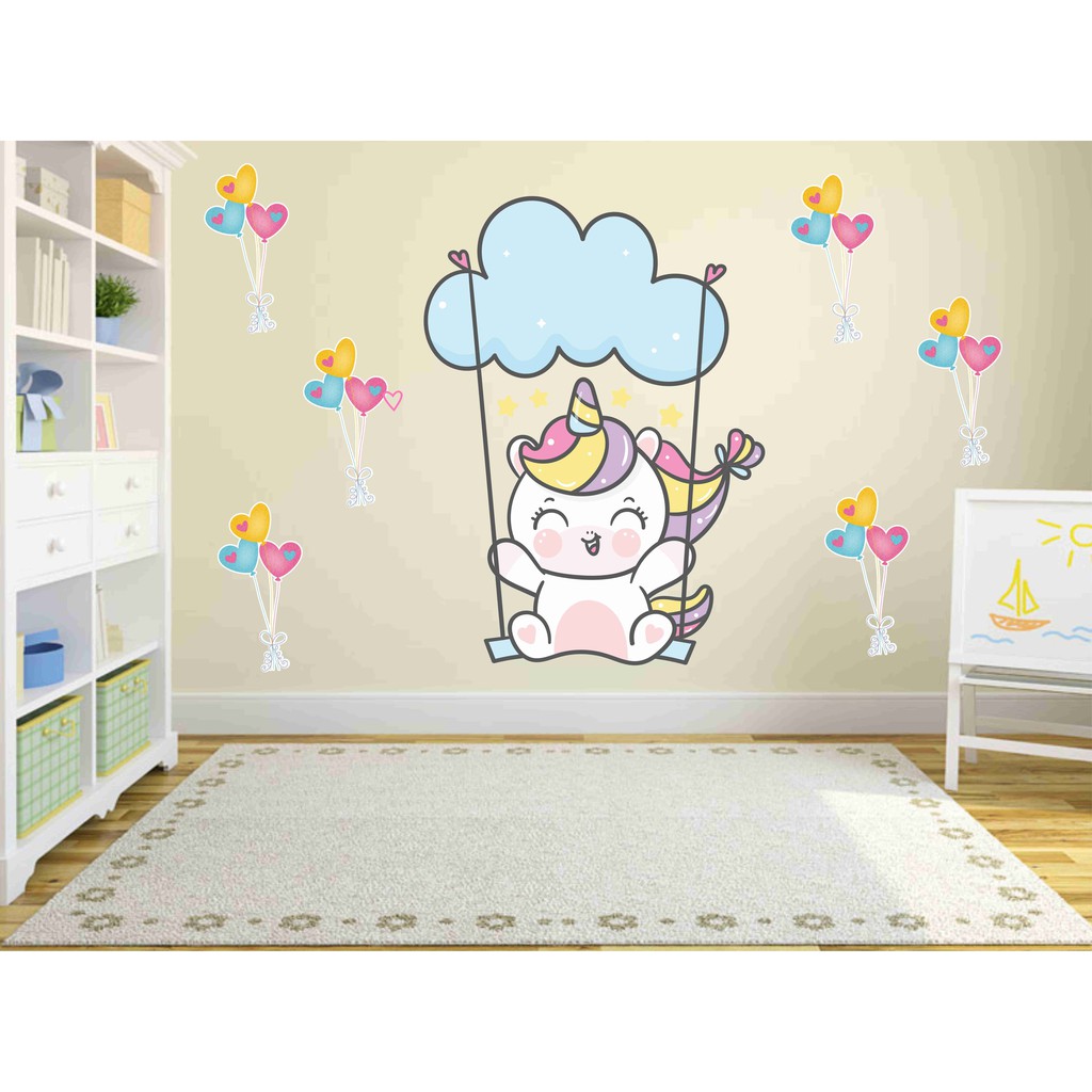 Adesivo de Parede Adesivo para Parede Adesivo Decorativo Decoração de Quarto de Menina Infantil Unicórnio 07