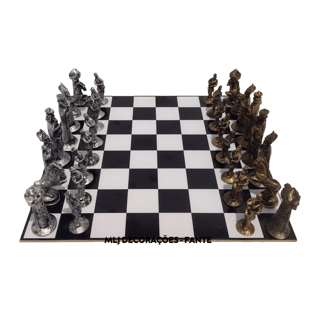 Jogo De Xadrez Medieval Mod 2 Tabuleiro Mdf Simples Shopee Brasil 2372