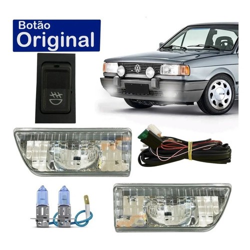 Kit Farol De Milha Gol Quadrado 87 Até 94 Com Lâmpada Branca