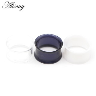 Alisouy 2pcs White Black Transparent Acrylic Ear Tunnel Plug Gauges Piercing Sela Expansora De Dupla Curva Jóias De Corpo De Maca