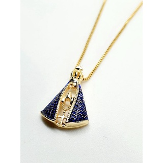 Colar de Nossa senhora Aparecida Folheado, correntinha de nossa senhora
