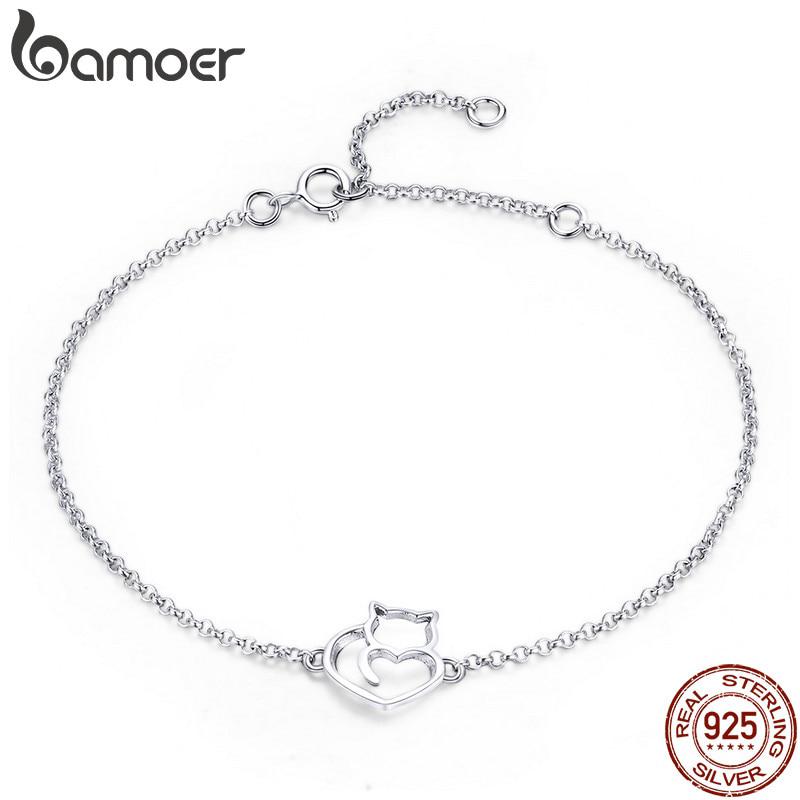 Bamoer Bracelet & Para As Mulheres 925 Prata Esterlina Cadeia Gato Authentic Jóias De Presente