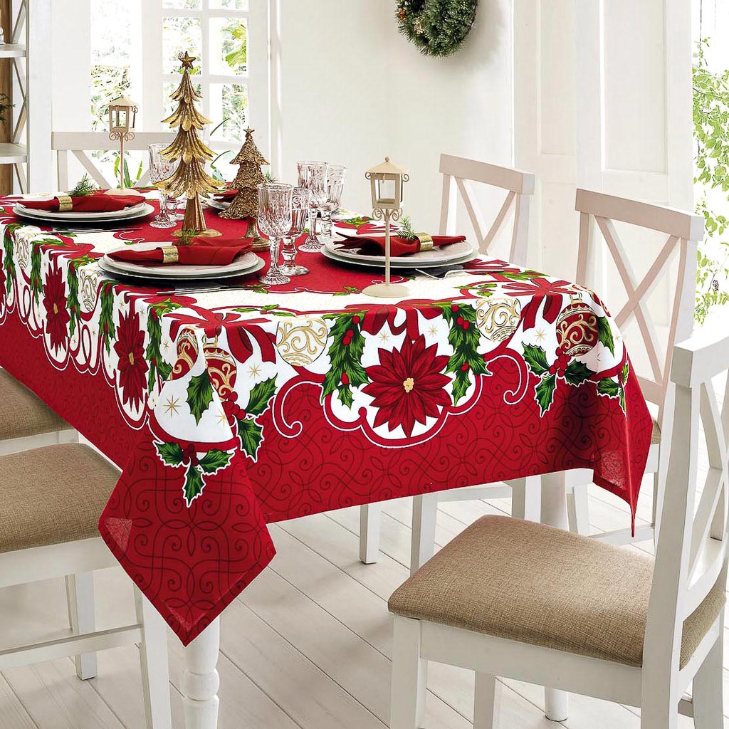 Toalha de Mesa Retangular 8 Lugares Athenas Dohler 160x250 Natal 79 |  Shopee Brasil