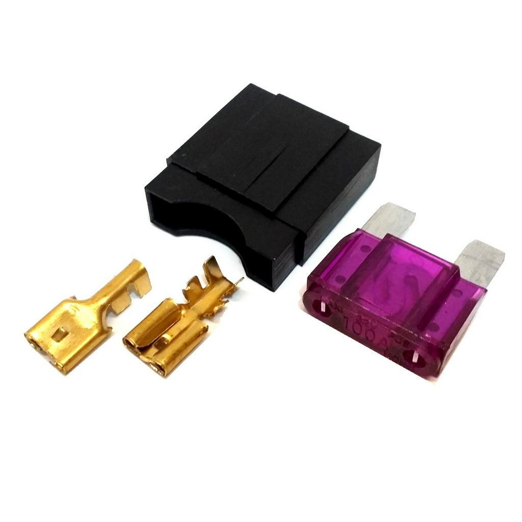 10 Kit Porta Fusível Max Grande e 10 Fusíveis Max 100 Amper