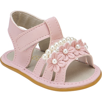 Sandália feminina infantil delicada com bordado perola lançamento