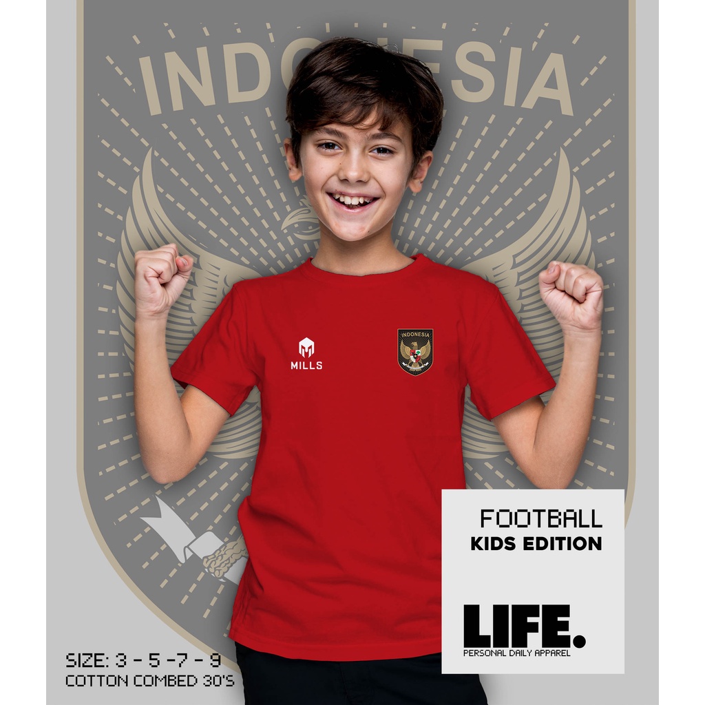 Camisa De Futebol Da Seleção Nacional Indonésio KATUN Para Crianças/AFF Mills 2 Anos-9 De Algodão Penteado 30s-DTF Print