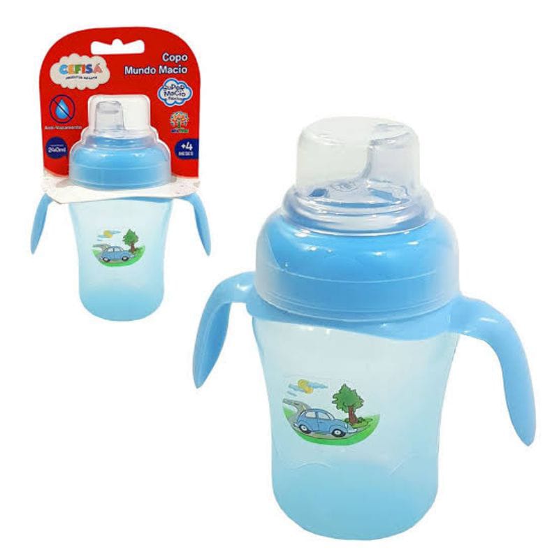 Copo de Transição Treinamento Antivazamento 240 ml com Alça Bico de Silicone Bebê Infantil