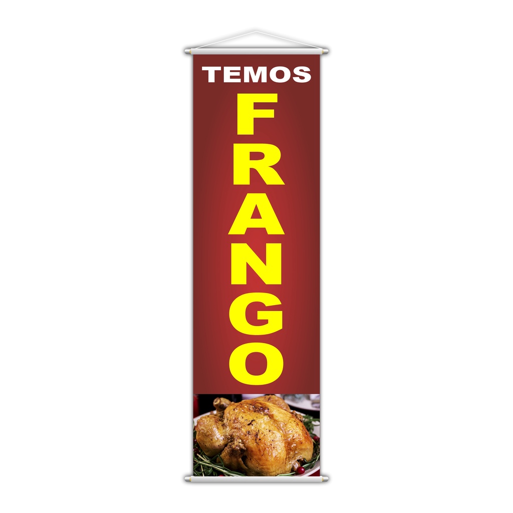 Banner Temos Frango Comida Serviço Lona 100x30cm