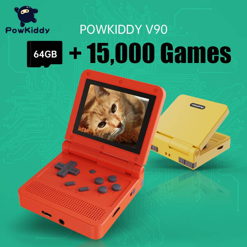 Console De Jogos Powkiddy V90 Brand New 3 Polegadas Hd IPS Tela Flip Console De Jogos Handheld