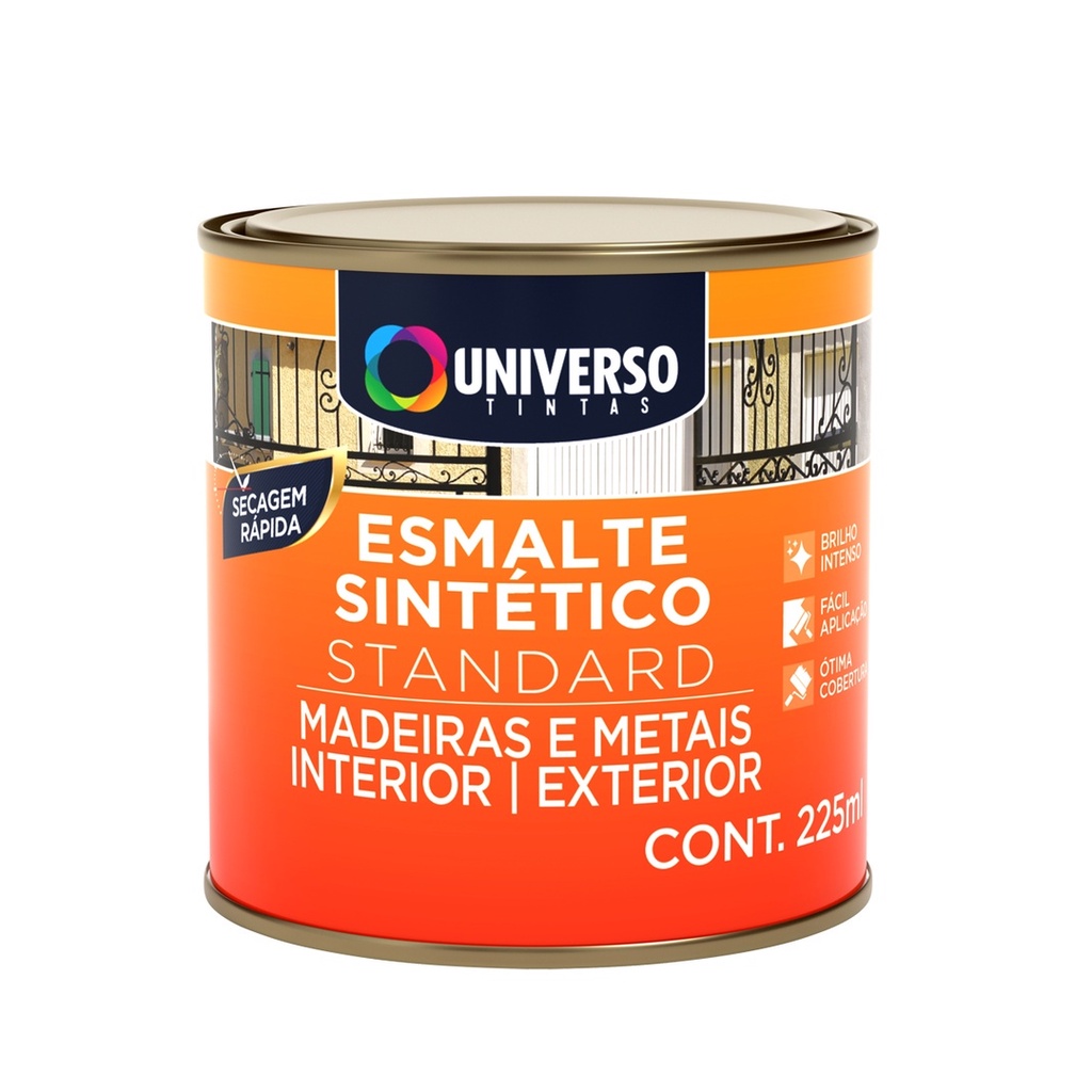Tinta Esmalte Óleo Sintético Madeiras Metais e Ferro 225ml Universo Tintas