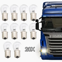 Kit com 20 Lâmpadas Automotivas (1141) P21W 1 Polo 24v 21w Ba15s Sinalização