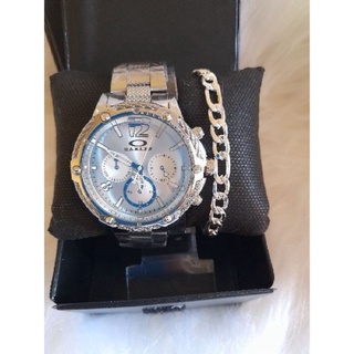 Relógio OakIeyy Masculino com pulseira banhada a prata