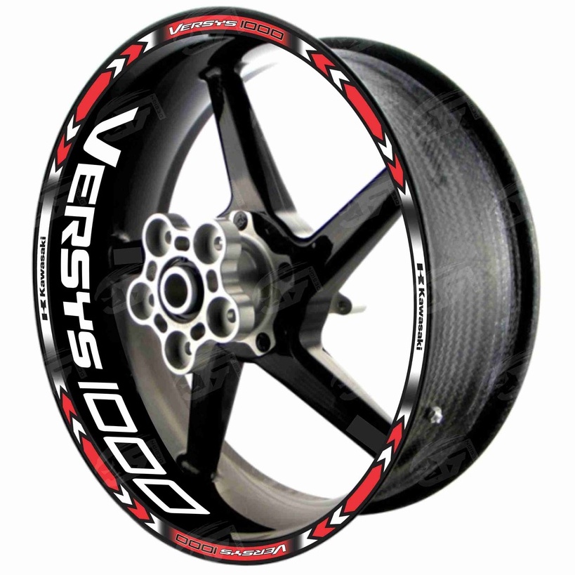 Adesivo Friso Refletivo Roda Moto Kawasaki Versys 1000 + Adesivos Internos M01 vermelho