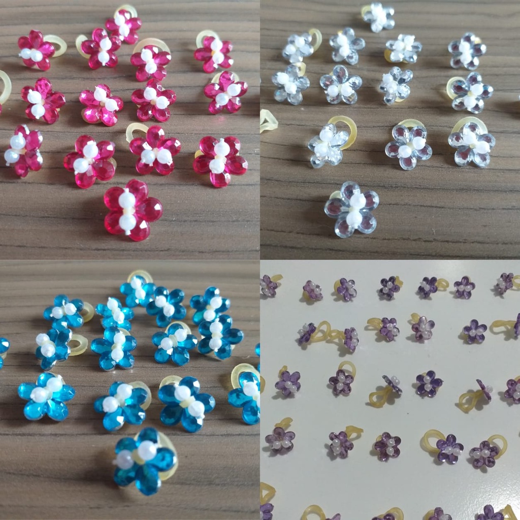 50 Lacinhos Pet Flor Chatons Elástico Com Pérola Penteado de Cães Pet Shop Banho e Tosa Acessórios Pet (12mm)