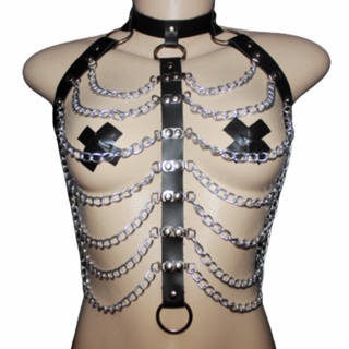 Body Harness Delicious Peitoral Correntes Gótico Couro em Oferta na Shopee