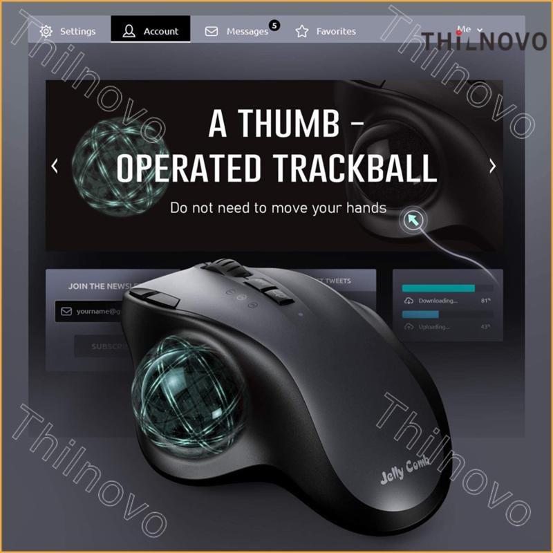 mouse Bluetooth Trackball Recarregável 2.4GUSB Sem Fio Para Notebooks E tablets