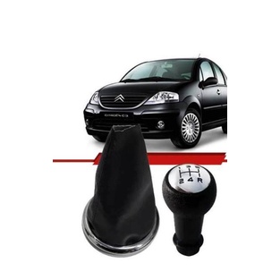 Bola Manopla Cambio Citroen C3 2002 2003 + Coifa Aro Cromado