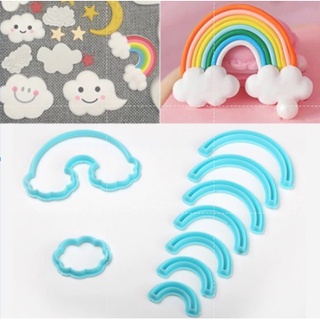 Kit Cortador Molde Arco Iris 9 Peças Biscuit Pasta Americana Confeitaria