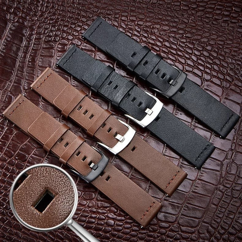 Pulseira 22mm 24mm Couro para Relógios Amazfit Gtr 2 3 4, Stratos 2 2s, Huawei GT2 GT3 GT4 GT5
