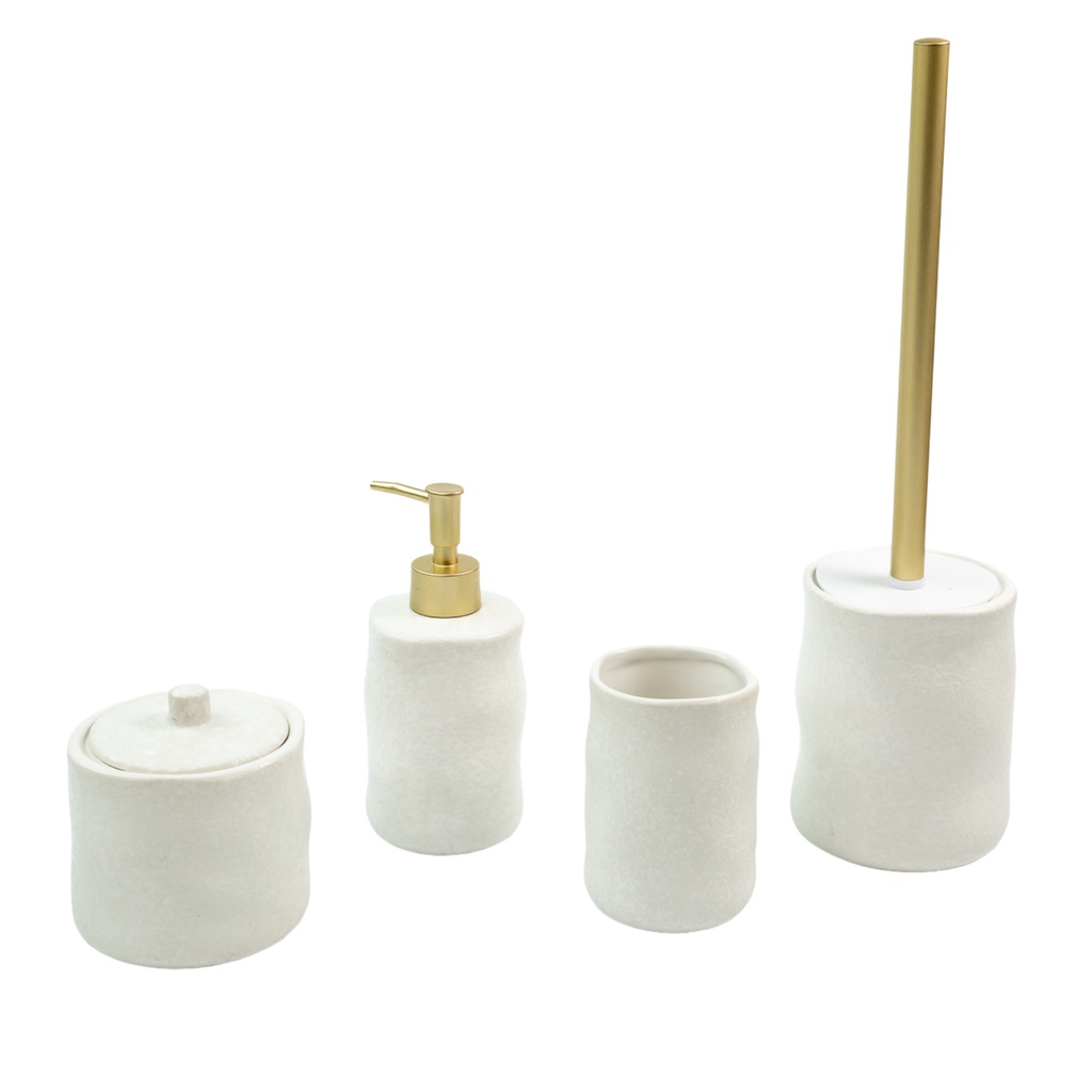 Kit banheiro com porta sabonete líquido 4 pçs branco - Oikos