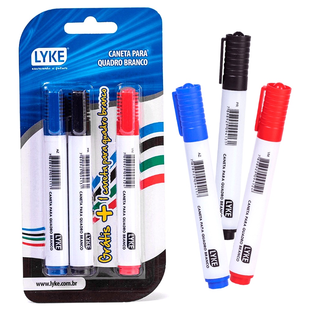 Kit 3 Canetas Para Quadro Branco Lousa Azul Preto Vermelho | Shopee Brasil