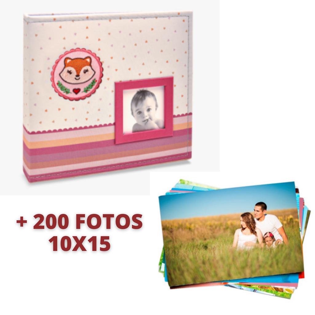ÁLBUM DE 200 FOTOS PARA BEBES + 200 FOTO 10X15 REVELADAS 819