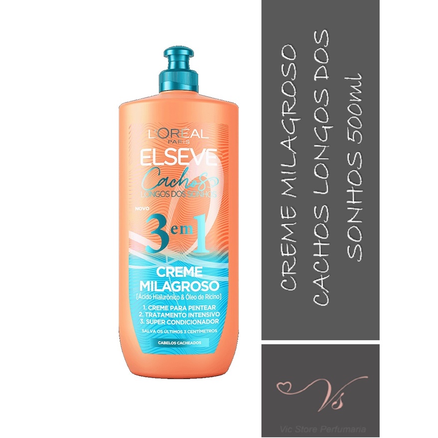 Creme Milagroso 3 em 1  Elseve Cachos Longos dos Sonhos 500ml